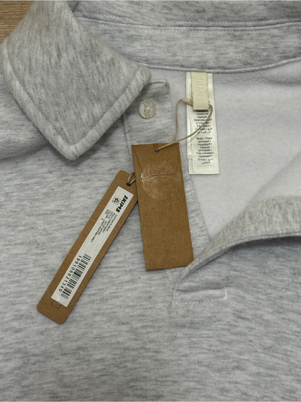 SKIMS Heather Gray Crewneck Polo Sweatshirt
